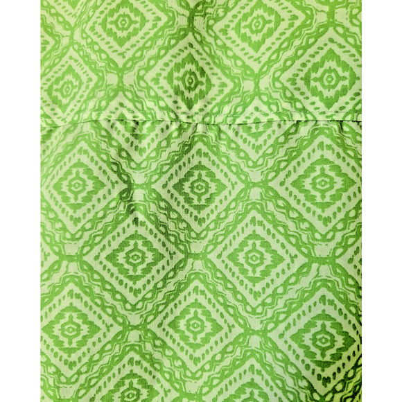 Chico’s Women's 3 No Iron 100% Cotton Blouse Light Green Diamond Pattern Spring - Picture 10 of 12